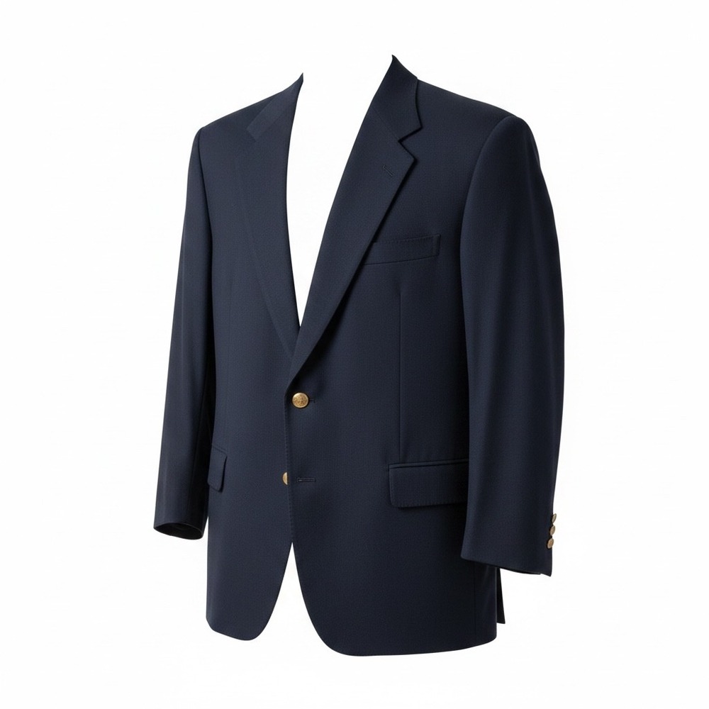 Brioni Navy Blue Blazer Super 150s Wool Gold Button Sport Coat Italy 44R